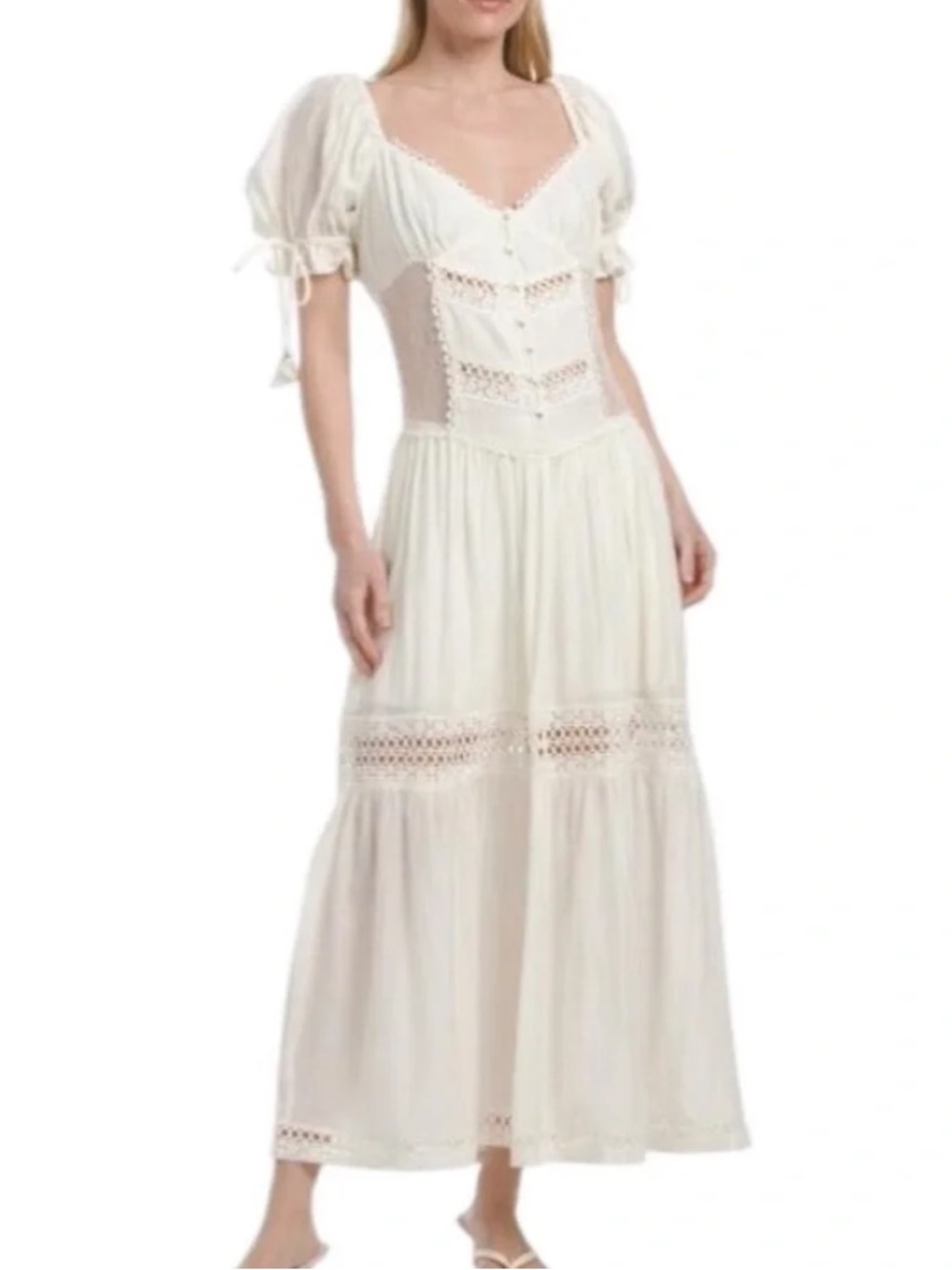 En Saison cream Peregrine lace puff sleeve whimsygoth maxi Dress size Medium